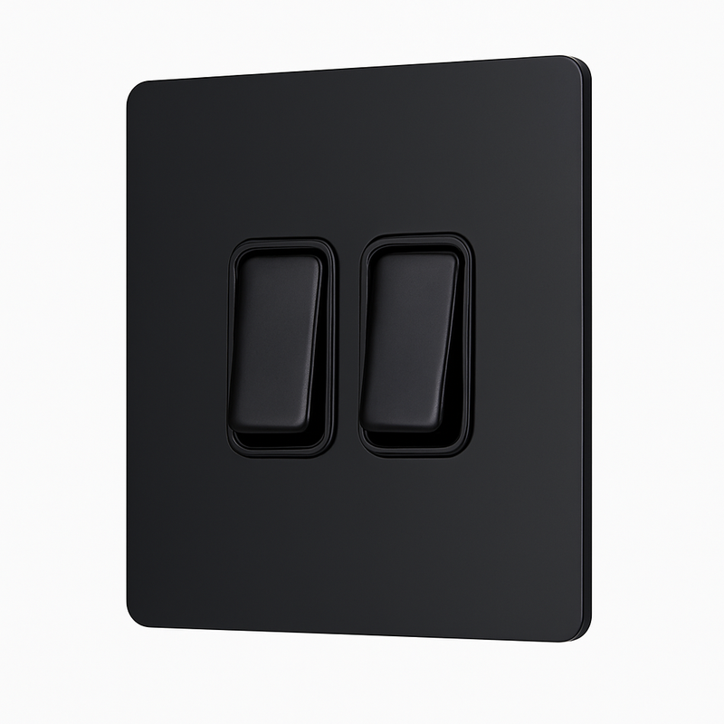 Prise TV en acier noir mat bords arrondis