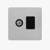 Prise TV et RJ45 en acier gris clair brossé bords arrondis