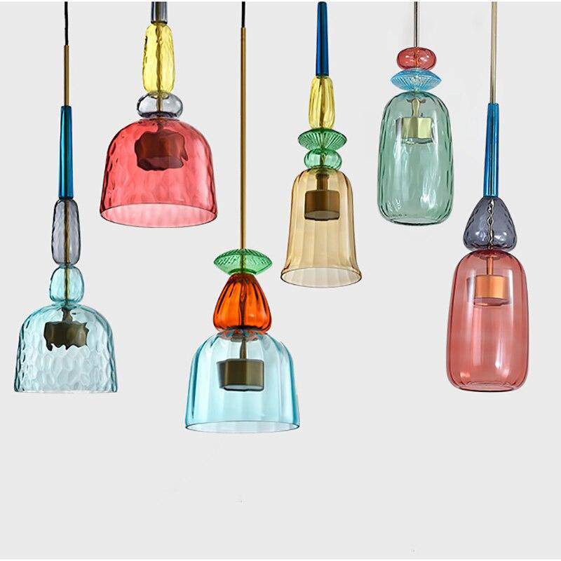 Suspension design à LED en verre coloré Illumy - vue 3 sur 12