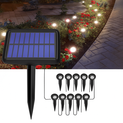 projecteur solaire 10 en 1 pour jardin et extérieur éclairage décoratif