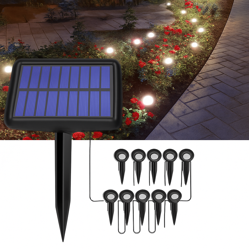 projecteur solaire 10 en 1 pour jardin et extérieur éclairage décoratif