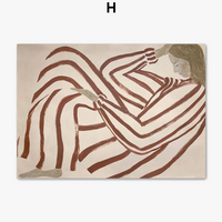 pyjama rayé femme géométrie feuille art mural rétro moderne