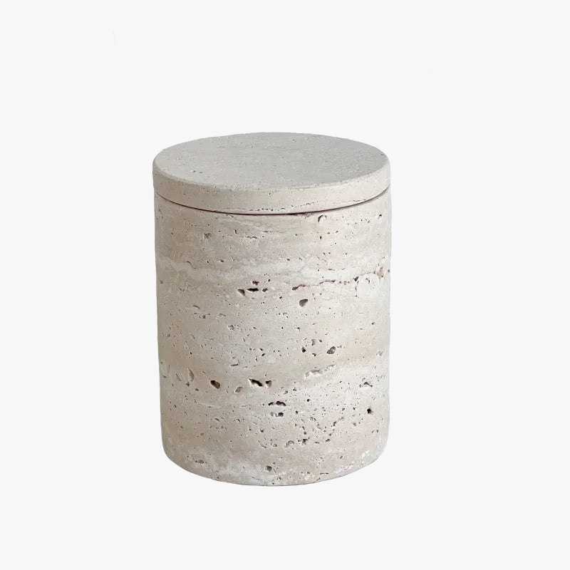 récipient en marbre wabi-sabi avec couvercle et boîte de rangement