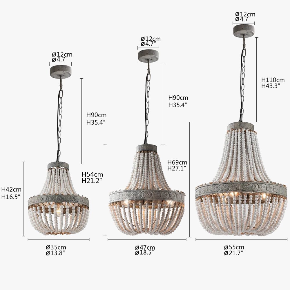 Rétro loft vintage rustique rond perles en bois lustre E27 LED lampe suspendue décor lumières moderne pour salon hôtel cuisine