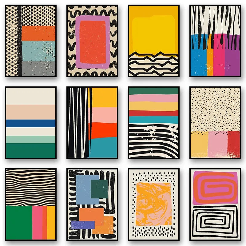 reproduction abstraite colorée sur toile art mural décoratif