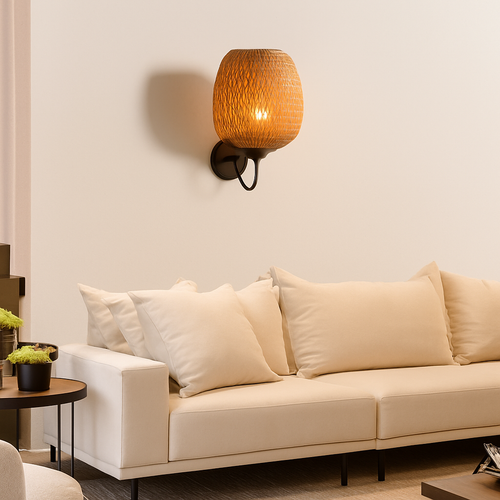 Rotin bambou applique murale luminaire Vintage applique éclairage chevet rétro lampe décor industriel salle à manger chambre - vue 3 sur 6