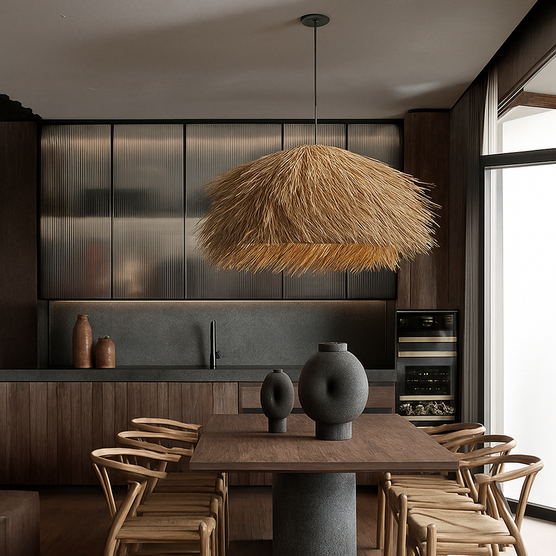 Rotin tissé à la main Led lustre japonais Wabi Sabi lampe suspendue Restaurant Bar lampe suspendue décor à la maison rétro lampes suspendues