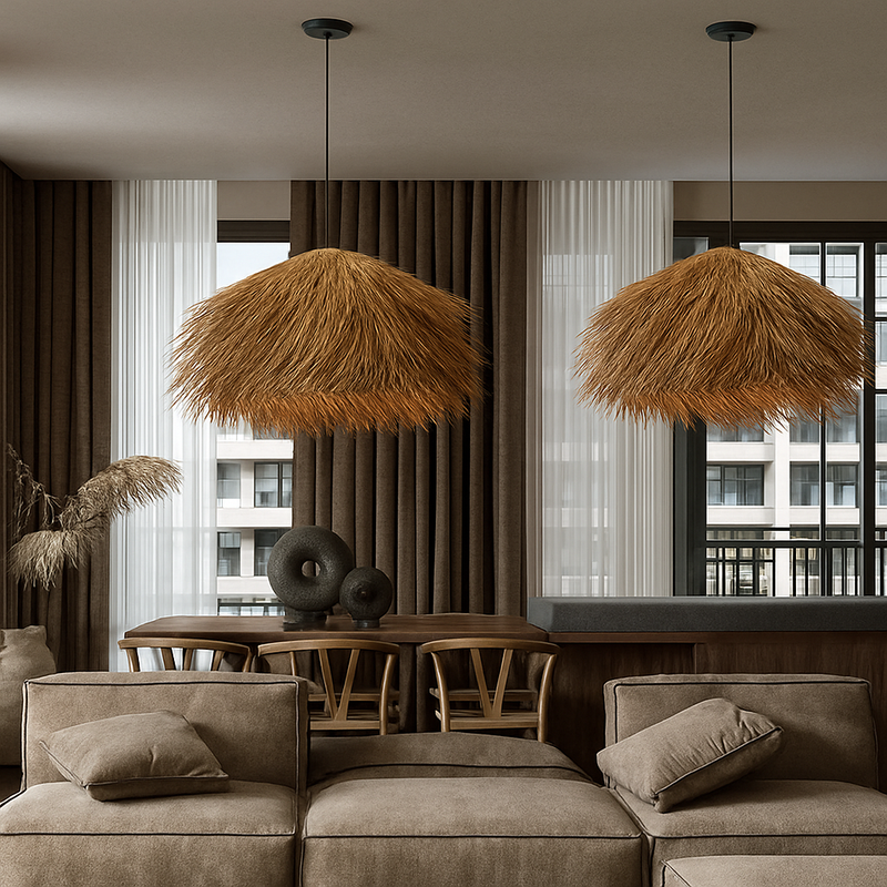 Rotin tissé à la main Led lustre japonais Wabi Sabi lampe suspendue Restaurant Bar lampe suspendue décor à la maison rétro lampes suspendues