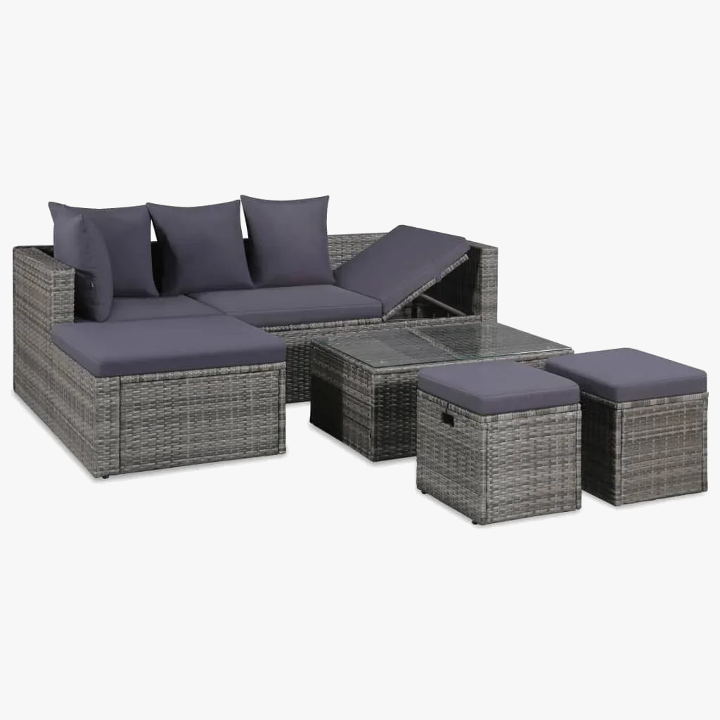 salon de jardin 4 pièces avec coussins en résine tressée
