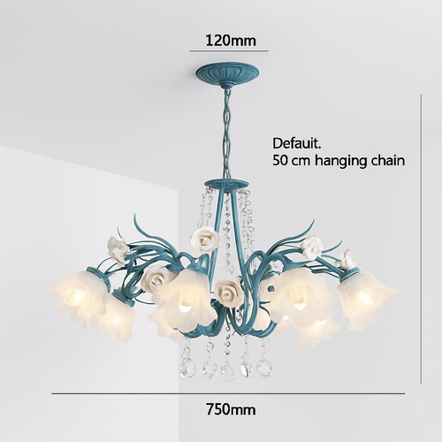 SANDYHA moderne suspension lumières français pastorale fleurs verre cristal Lustre salon salle à manger décor à la maison Lustre Design Luxe