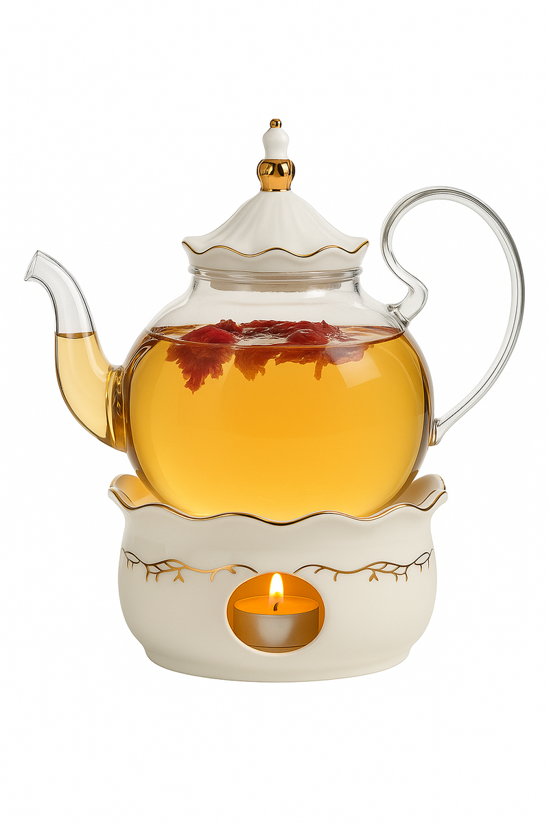 Service à thé vintage en porcelaine avec chauffe théière