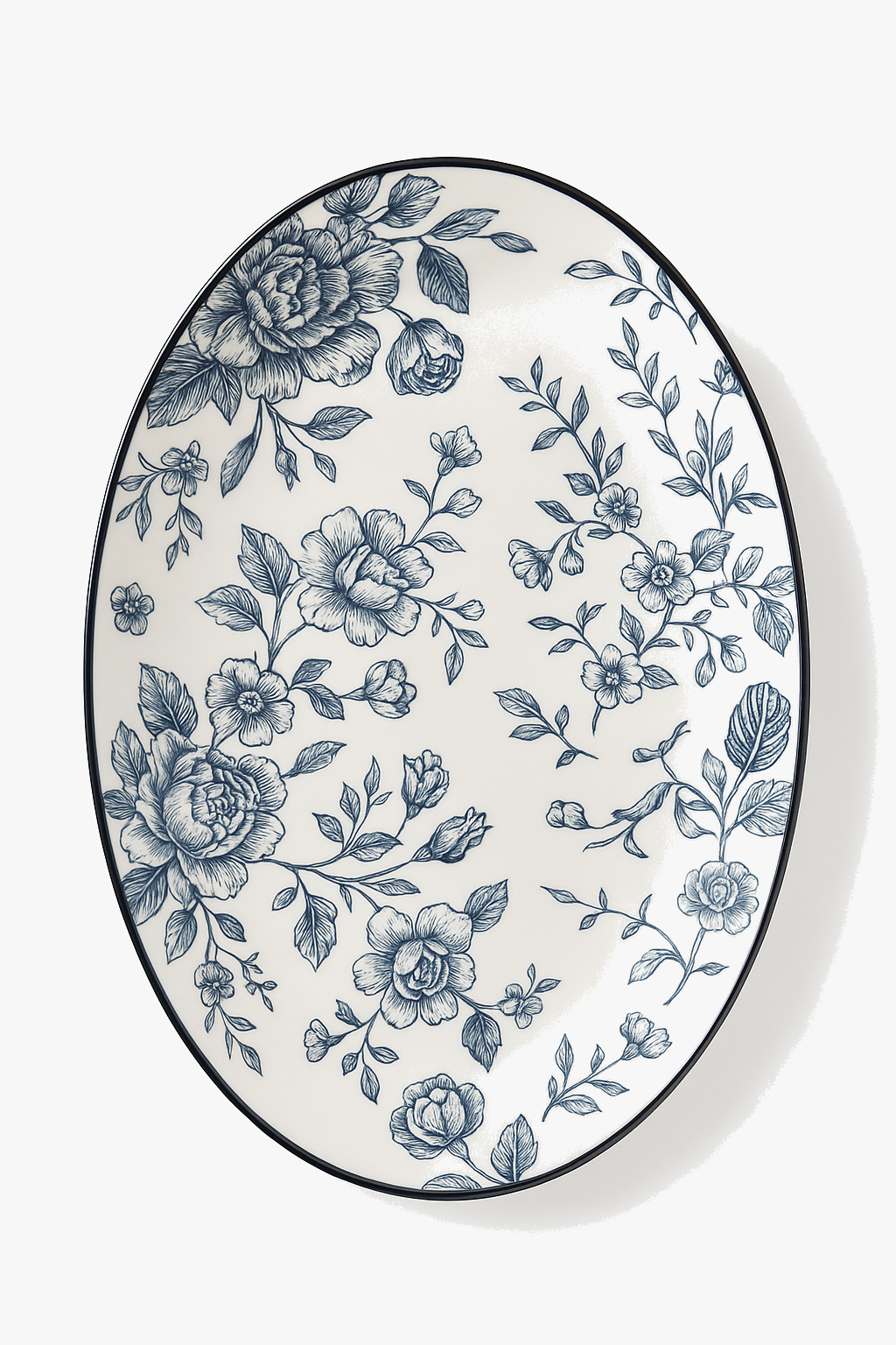 Service assiettes ceramique vintage motif fleurs champetre