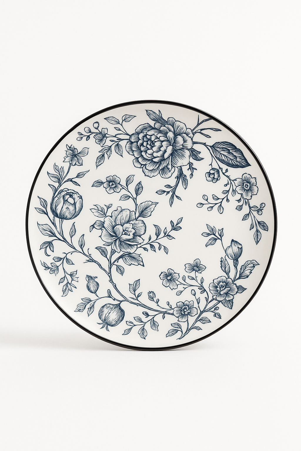 Service d assiettes ceramique motif floral style champetre