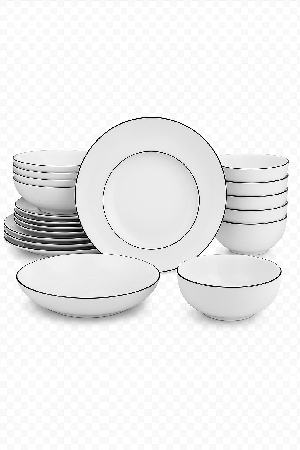 Service de table 24 pieces ceramique bordure elegante - vue 3 sur 2