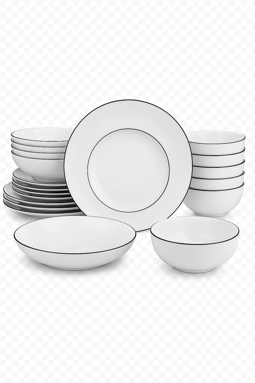 Service de table 24 pieces ceramique bordure elegante