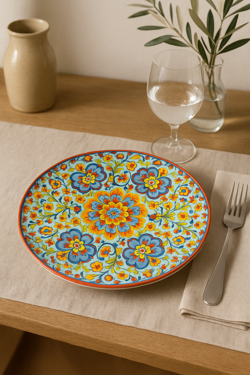 Service de table ceramique motif floral bohème complet - vue 3 sur 3