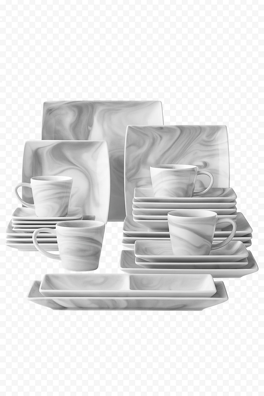Service de table porcelaine effet marbre 32 pieces - vue 3 sur 2