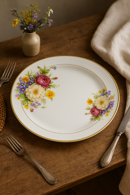 Service de table porcelaine fine florale personnalisable occidental