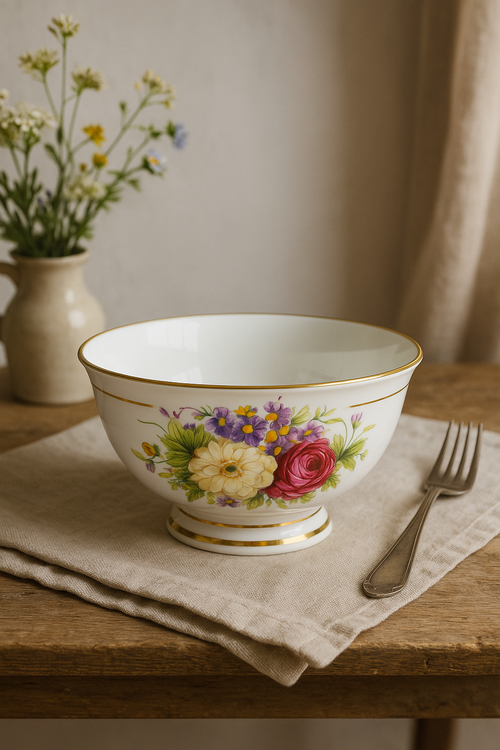 Service de table porcelaine fine motif floral occidental - vue 2 sur 2