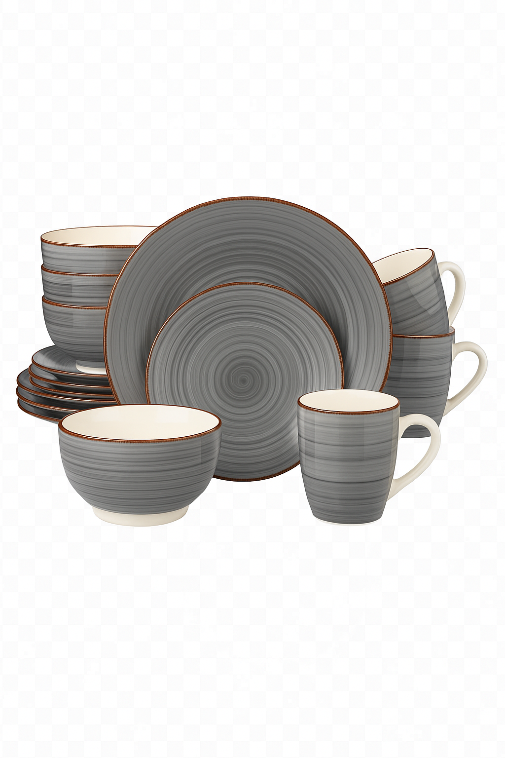 Service de table porcelaine vintage rayures 16 pieces - vue 3 sur 2