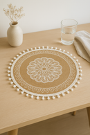 Set de table bohème en bambou tissé pompons
