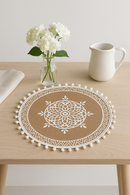 Set de table champetre tresse avec pompons vintage