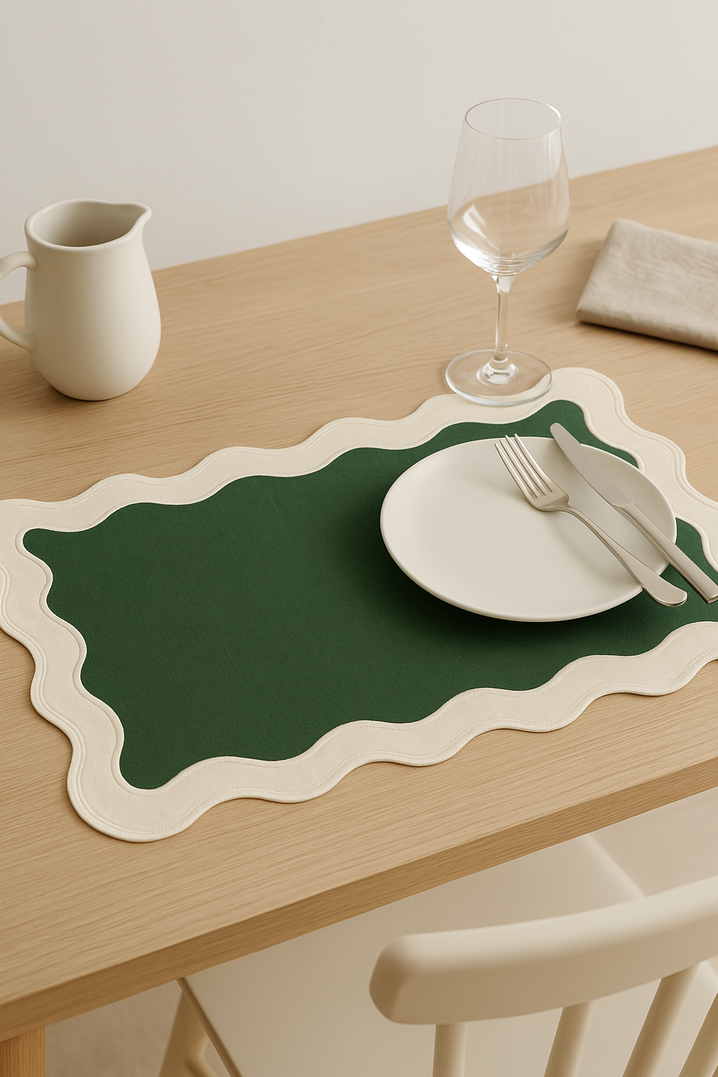 Set de table coton brodé style vintage ondulé - vue 3 sur 2