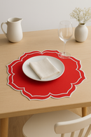 Set de table coton brodé vintage bord ondulé