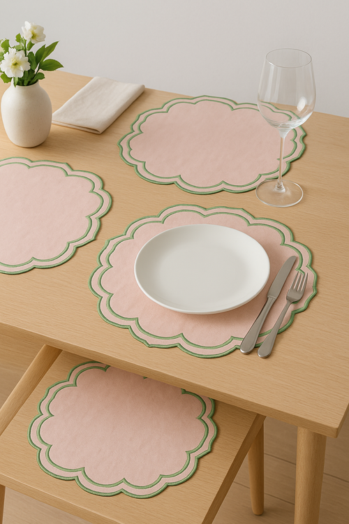 Set de table coton lin motif coquillage marin - vue 2 sur 2