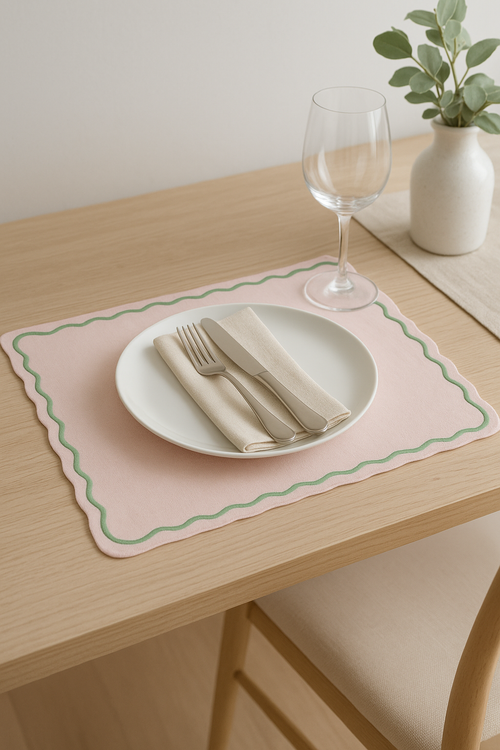 set de table coton lin motif saint jacques festif - vue 2 sur 2