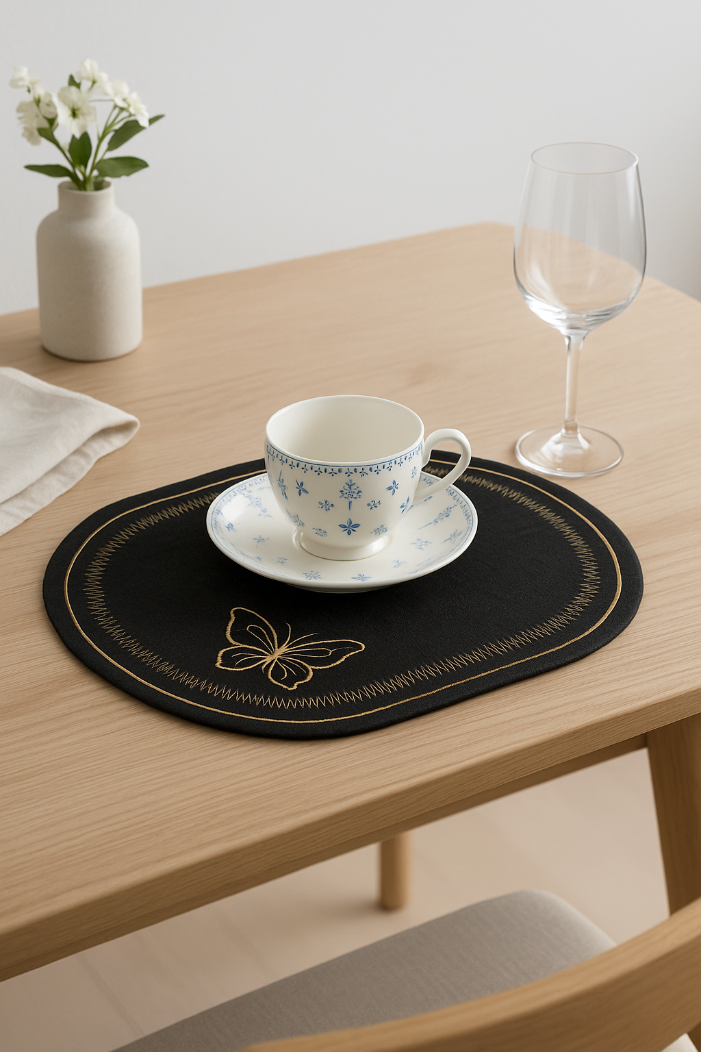 Set de table en lin brodé style classique - vue 3 sur 2
