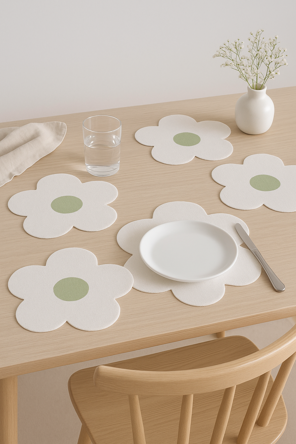 Set de table fleuri style prairie chic tissu - vue 3 sur 2