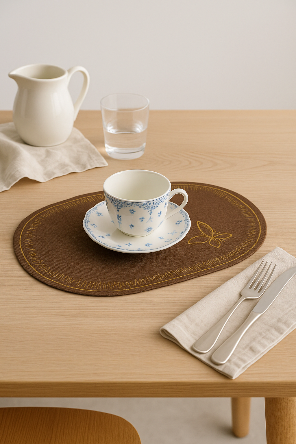 Set de table lin brodé style classique lavable - vue 3 sur 2