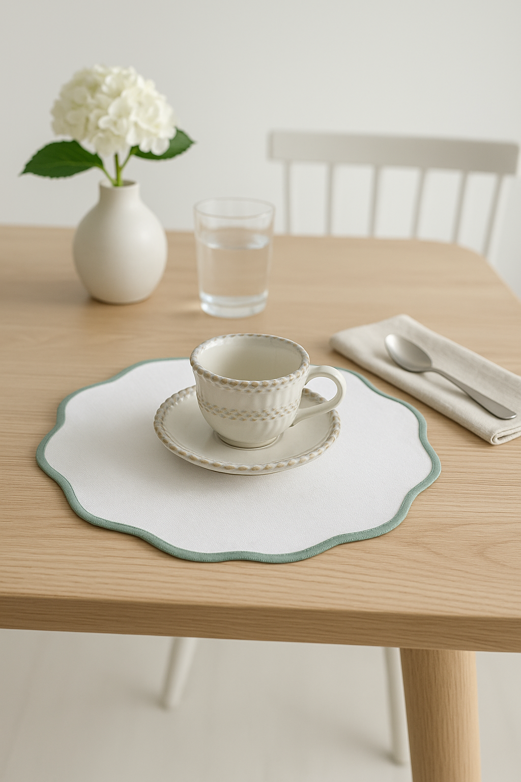 Set de table lin brodé style maison lavable - vue 3 sur 2