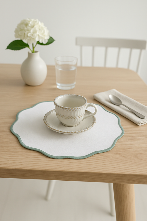 Set de table lin brodé style maison lavable