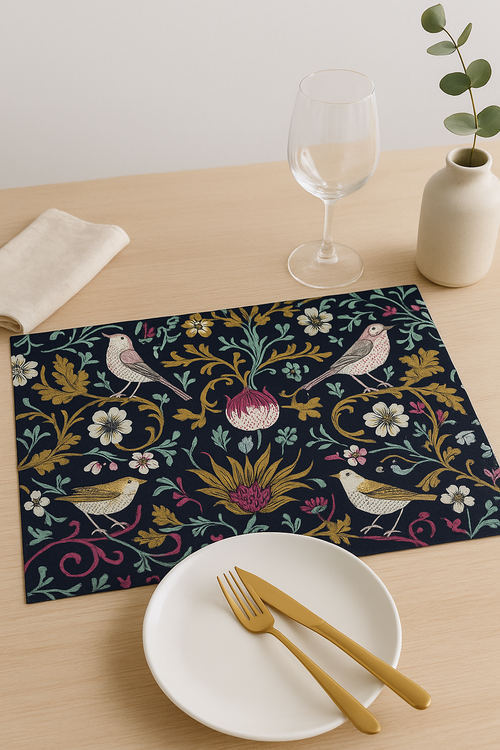 Set de table oiseaux style william morris vintage - vue 2 sur 2