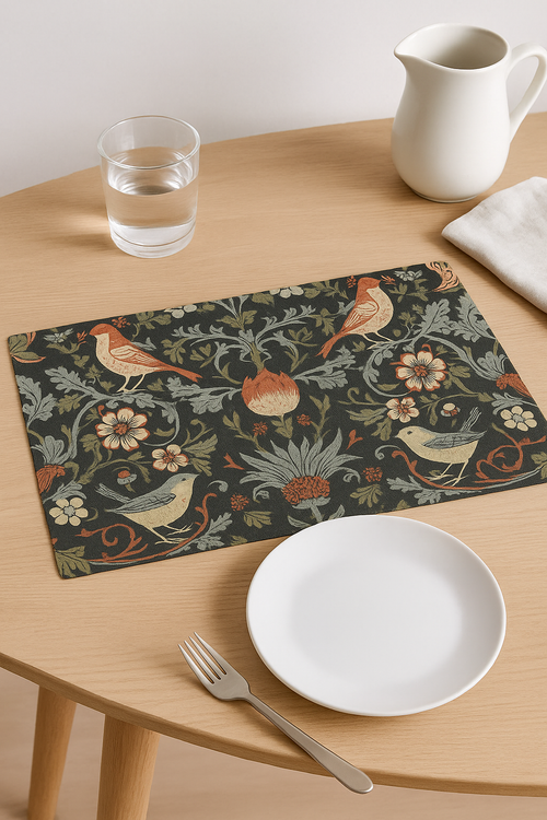 Set de table oiseaux style william morris vintage - vue 2 sur 2