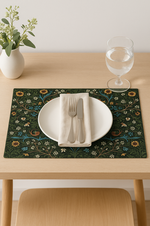 Set de table oiseaux style william morris vintage - vue 2 sur 2