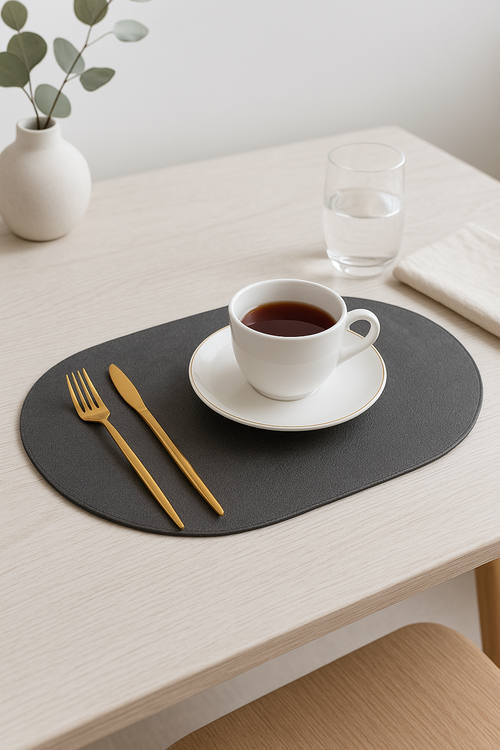 Set de table ovale imitation cuir antidérapant cuisine - vue 2 sur 2