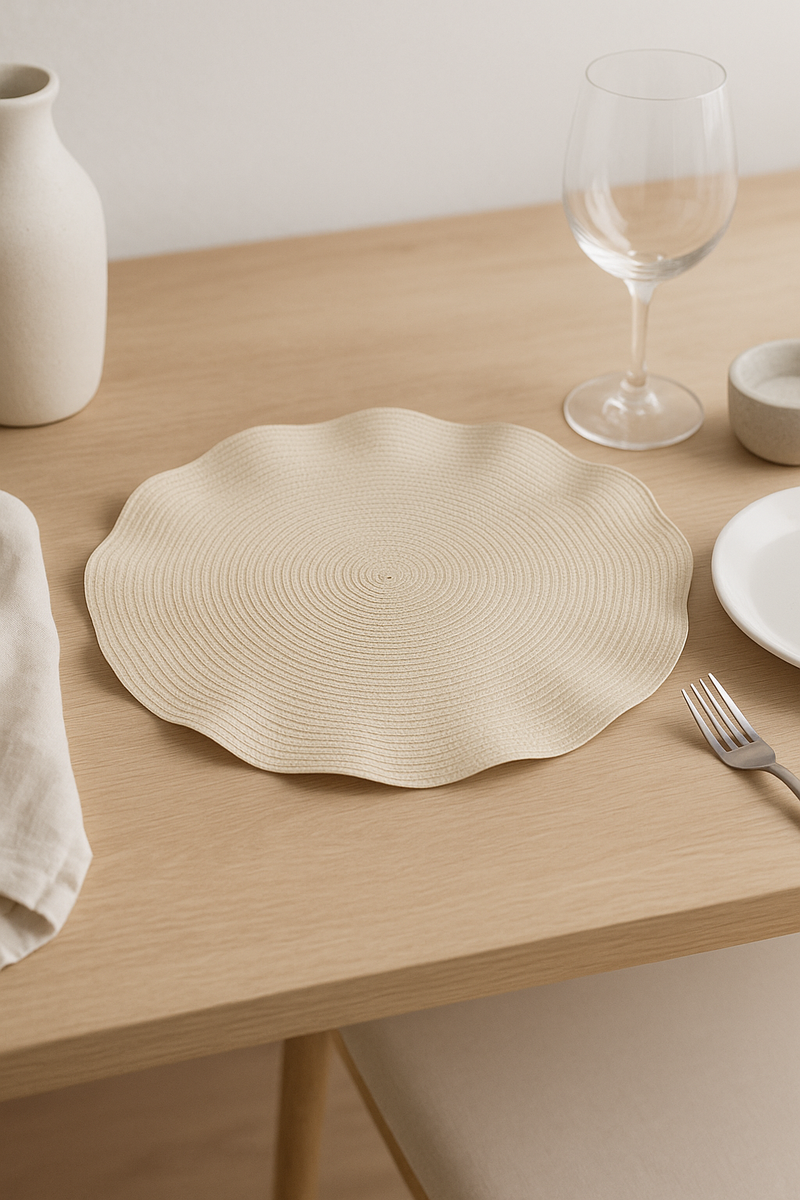 Set de table rond ondulé tressé lavable moderne