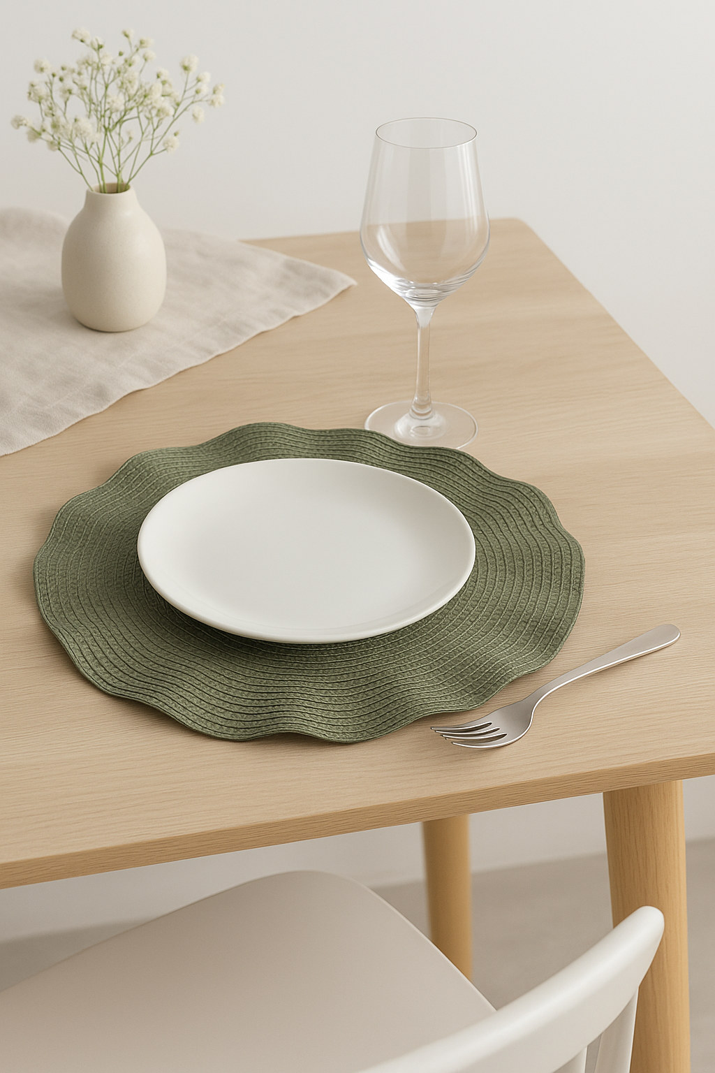 Set de table ronds tressés ondulés lavables cuisine - vue 3 sur 2