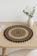 Set de table tissé style champêtre avec pompons