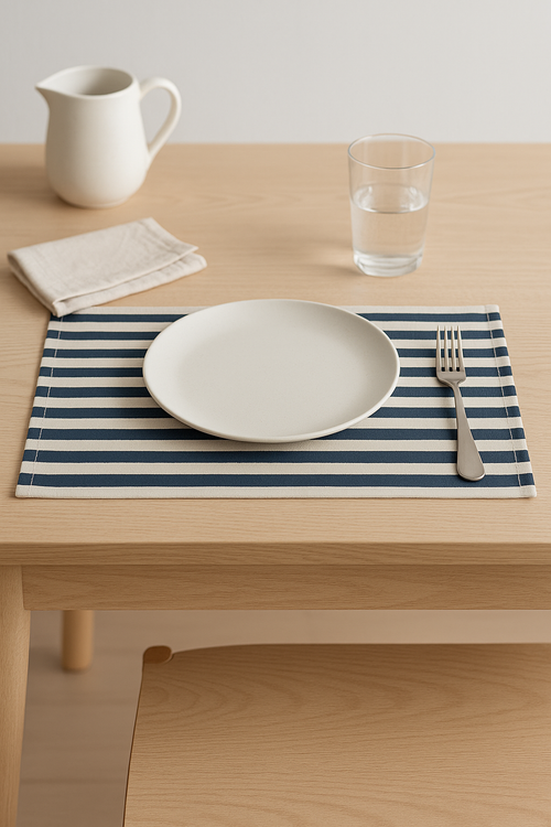 Set de table tissu motifs rayures carreaux campagne