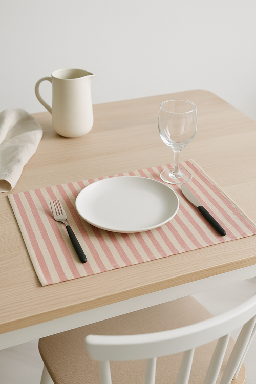 Set de table tissu motifs rayures et carreaux