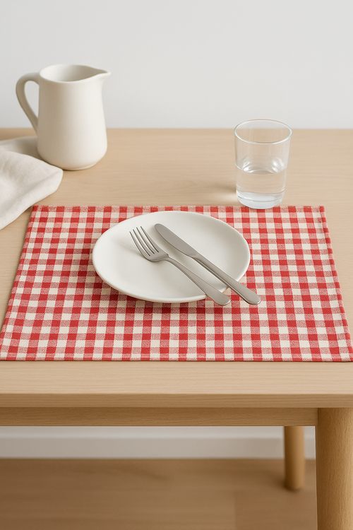 Set de table tissu rayures carreaux style campagne - vue 2 sur 2