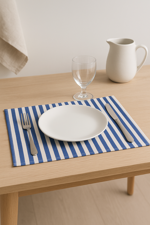 Set de table tissu rayures carreaux style prairie - vue 2 sur 2