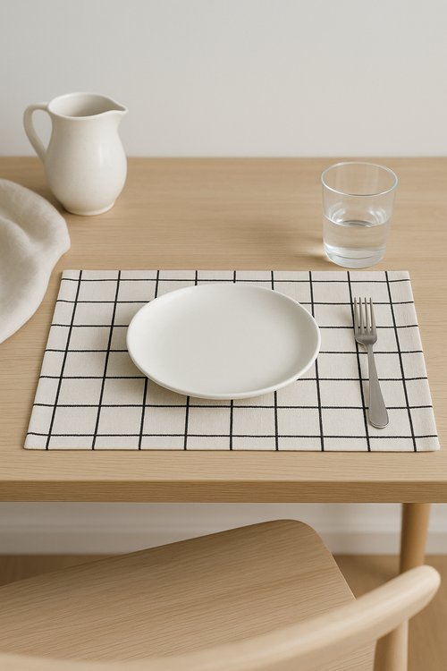 Set de table tissu rayures carreaux style prairie - vue 2 sur 2