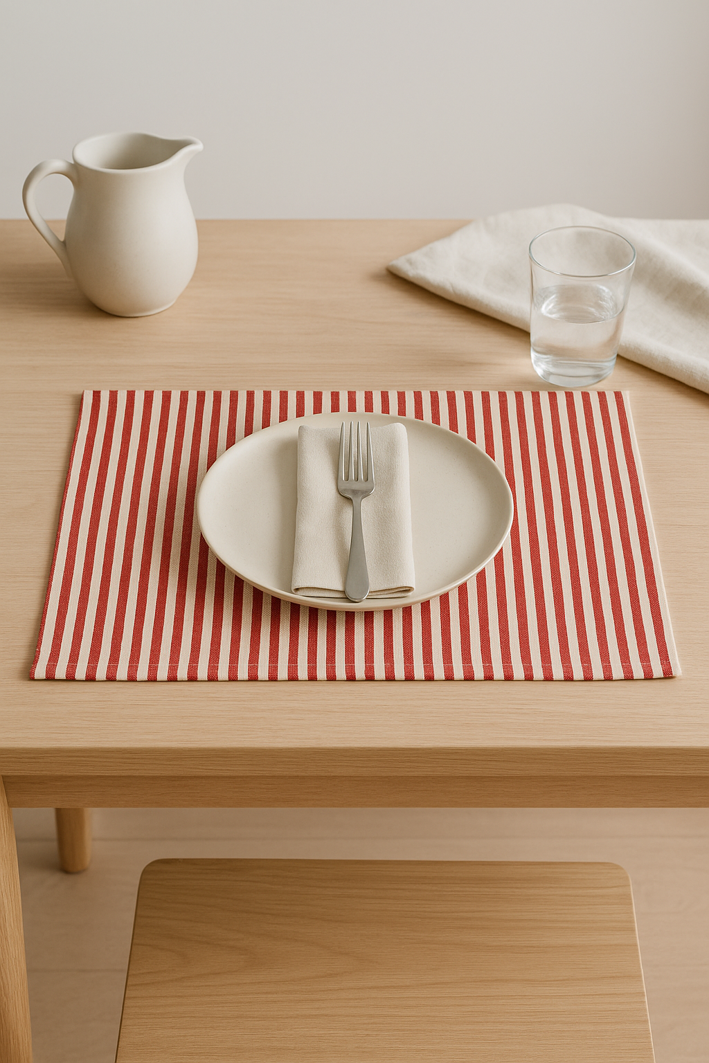 Set de table tissu style prairie rayures carreaux - vue 3 sur 2