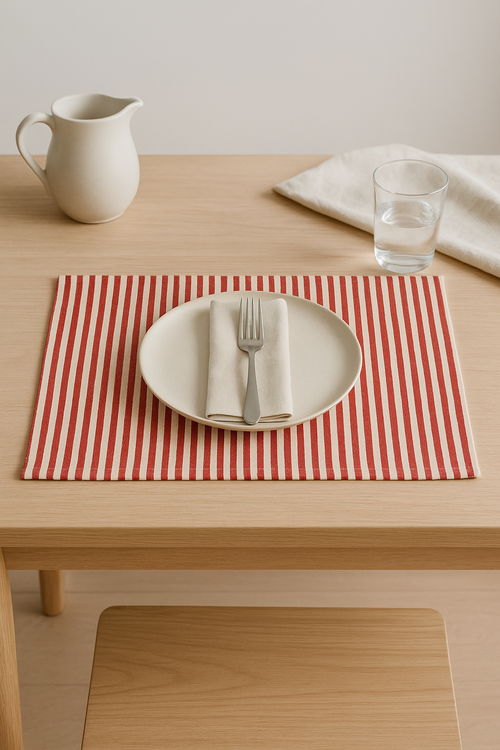 Set de table tissu style prairie rayures carreaux