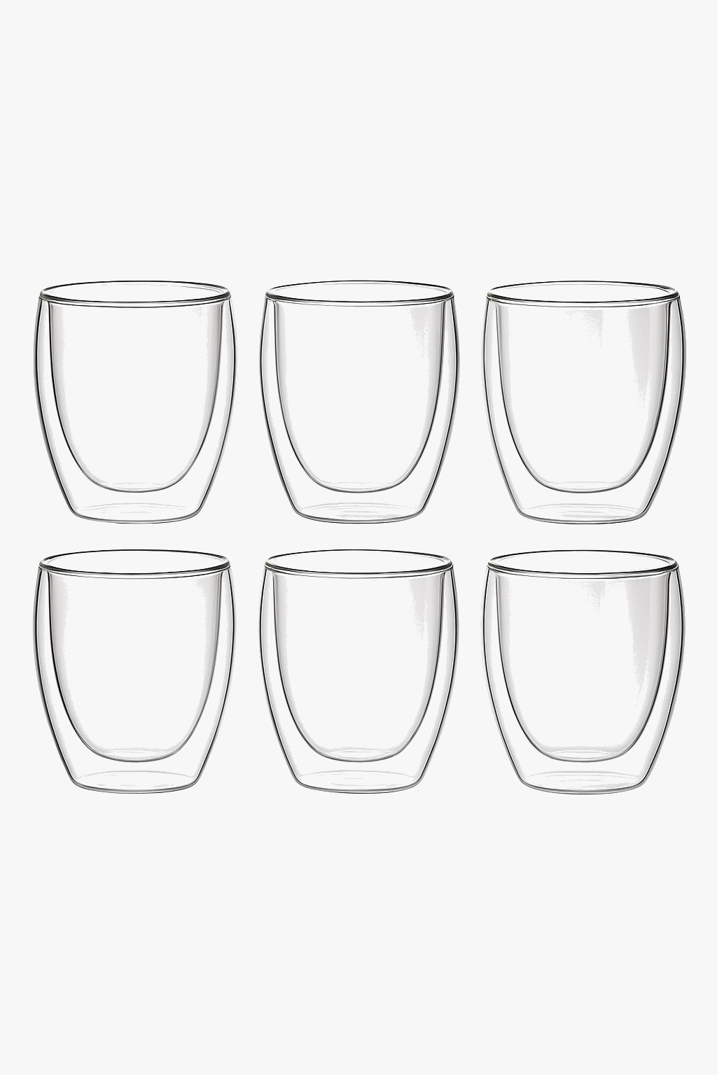 Set tasses expresso double paroi verre 80ml (lot de 6)